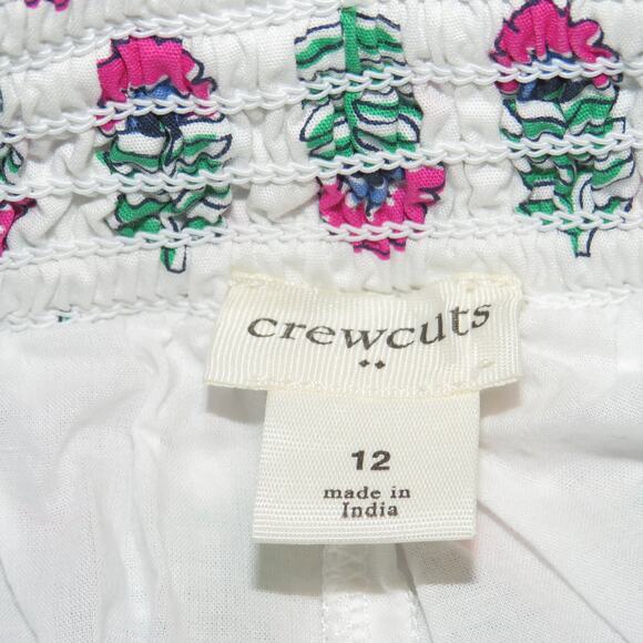 Crewcuts White Floral Print Smocked Waist Tiered Girls Skort - Picture 5 of 7